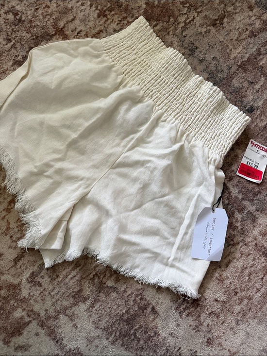 Better Together Pants - High-Rise Smocked Waist White Women's Shorts